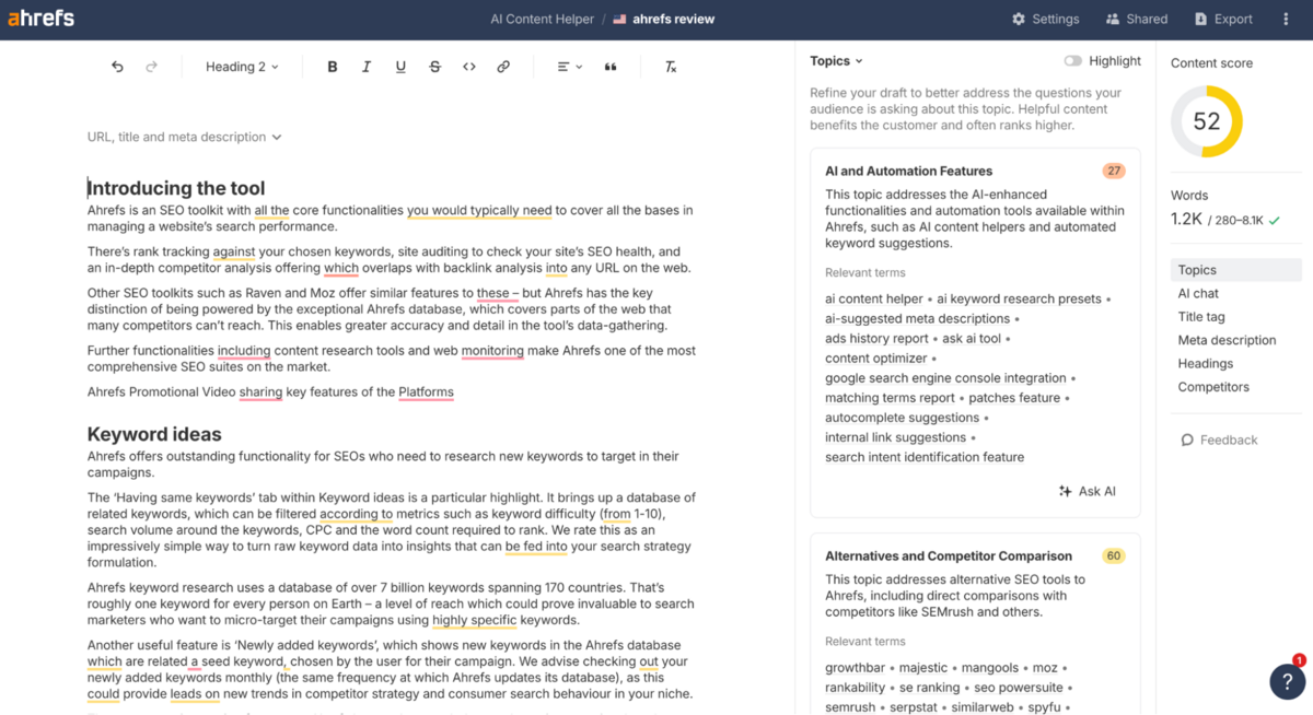 Using the New AI Content Helper - Ahrefs