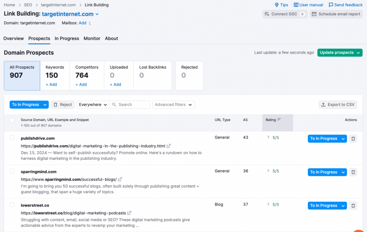 Semrush - Link Building Tool