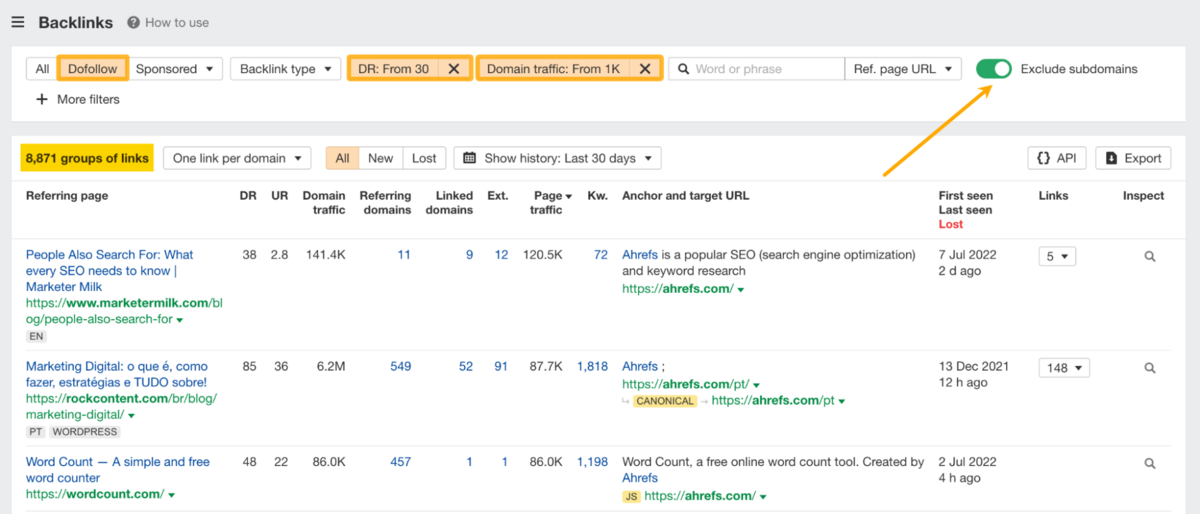 Using the Right Filters for Backlink Research - Ahrefs