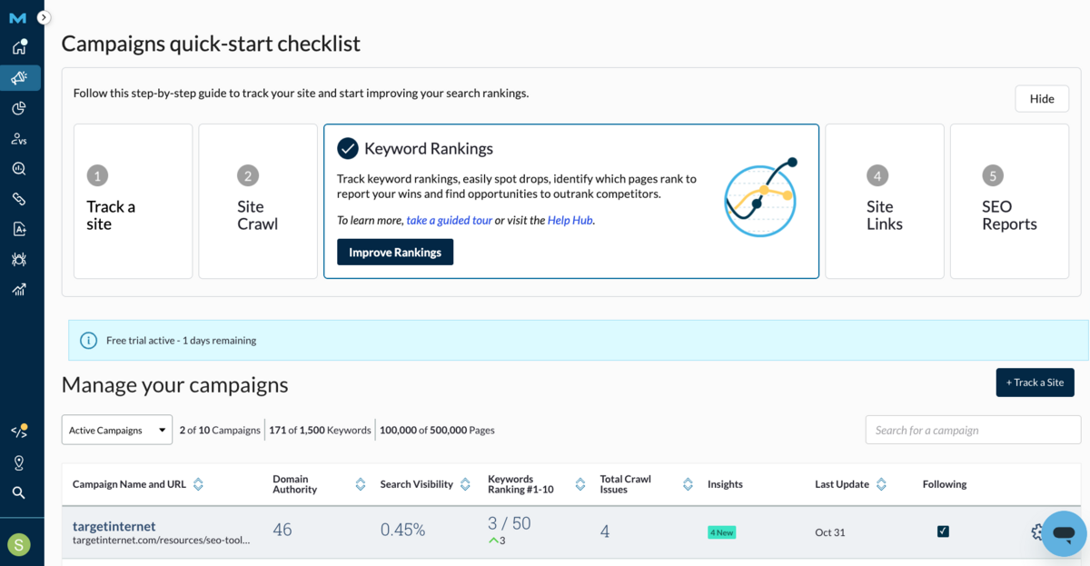 Managing Campaigns in Moz Pro