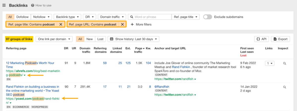 Searching for Words in Anchor Text - Ahrefs