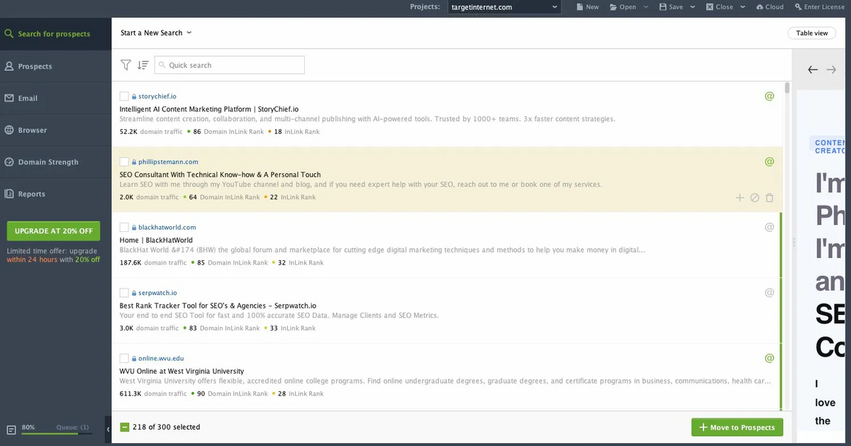 SEO PowerSuite: Mixed Results List