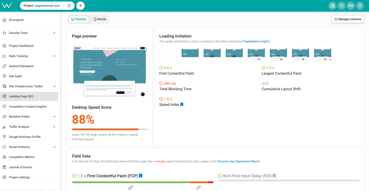 WebCEO - Landing Page SEO