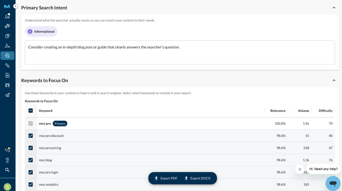 Moz Pro screenshot