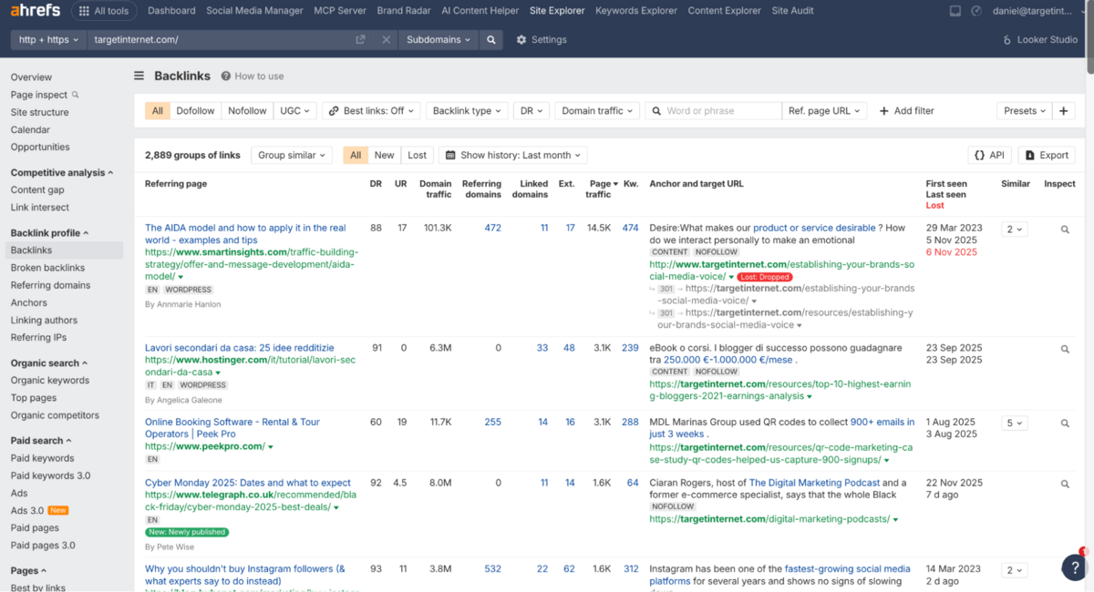 Backlink Profile Section - Ahrefs