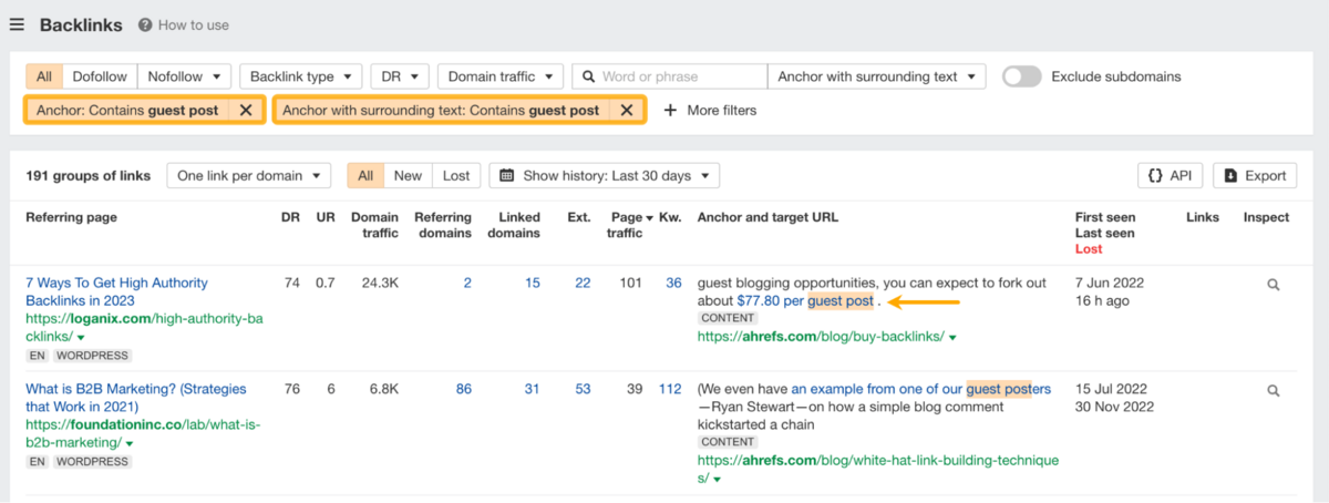 Searching for Words in Anchor Text - Ahrefs