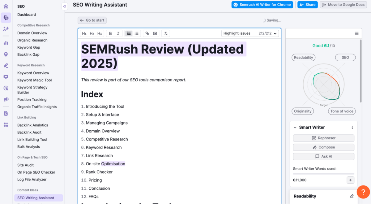 Semrush - SEO Writing Assistant