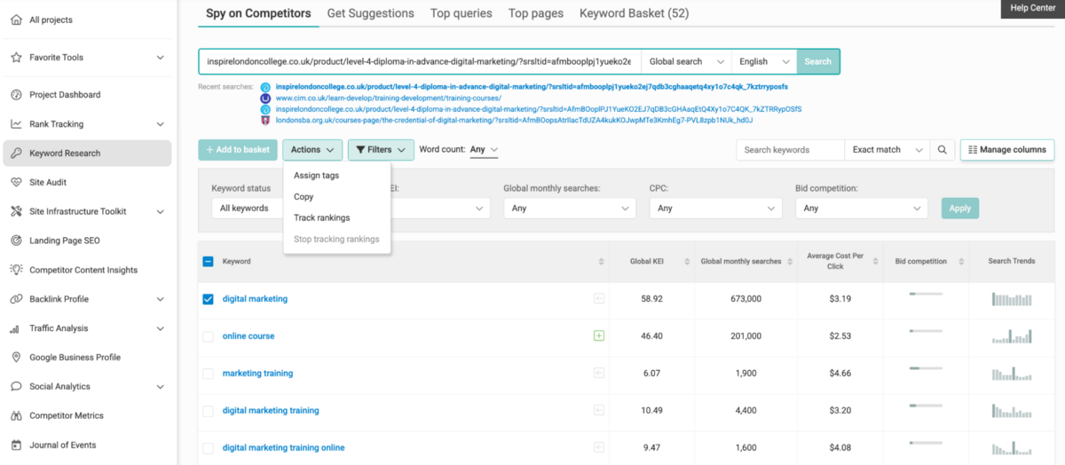 WebCEO - Spy on Competitors