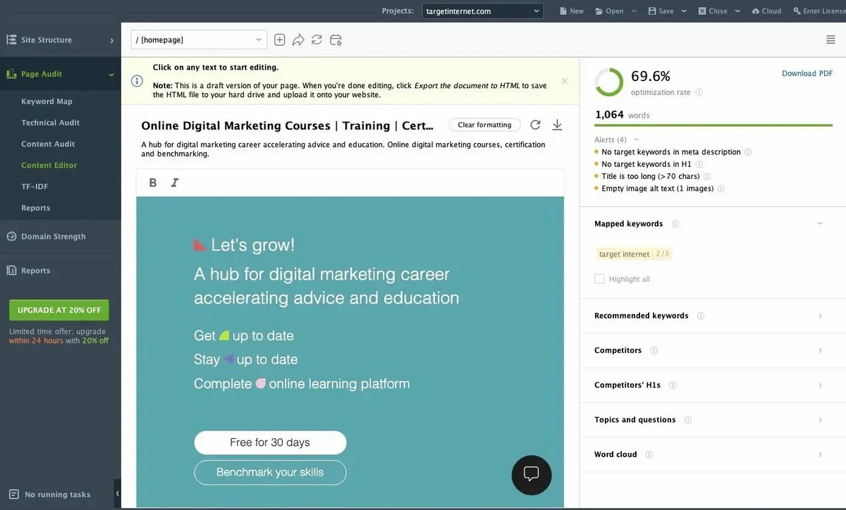 SEO PowerSuite: Content Editor