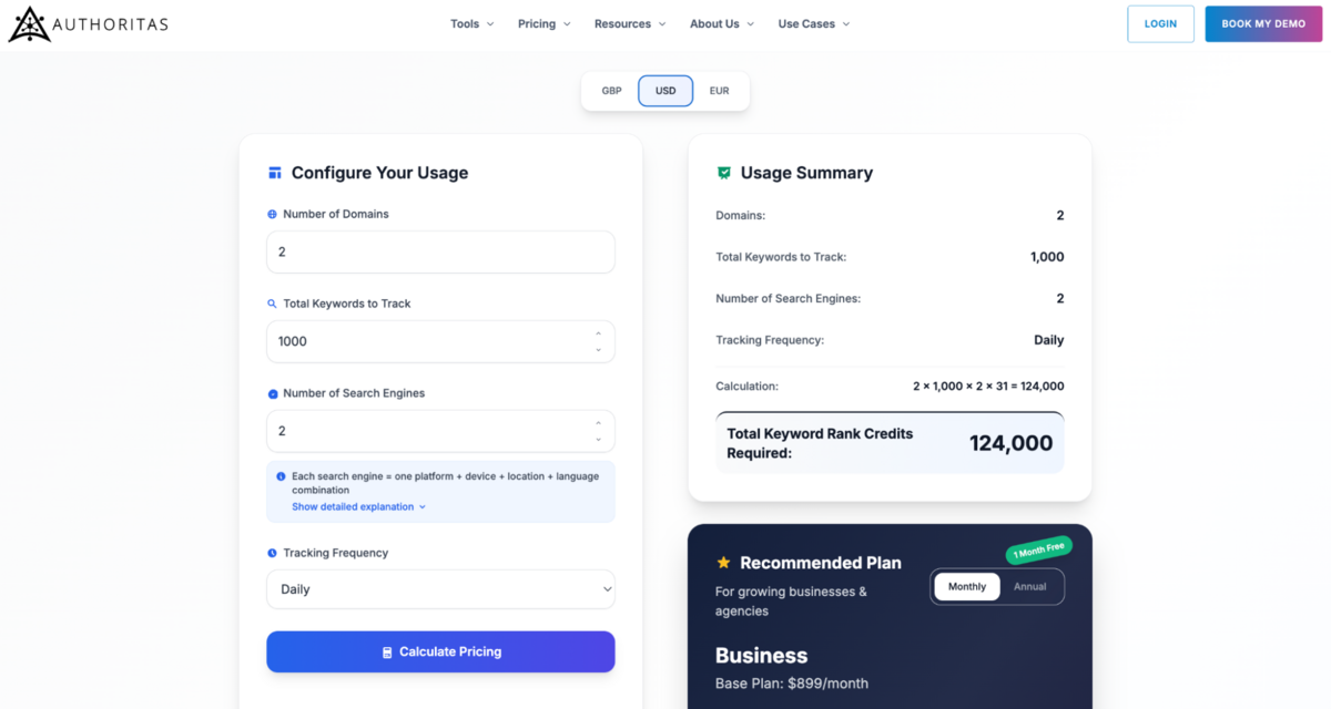 Authoritas - SEO Pricing