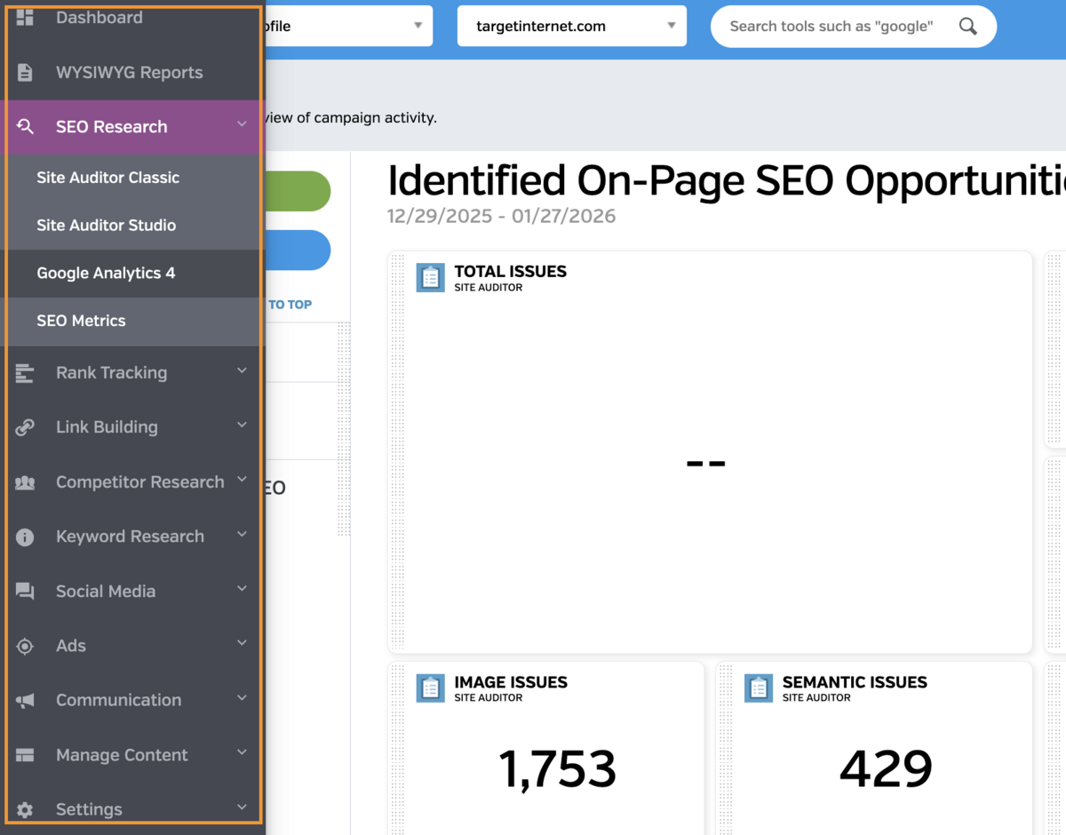 Raven Tools screenshot