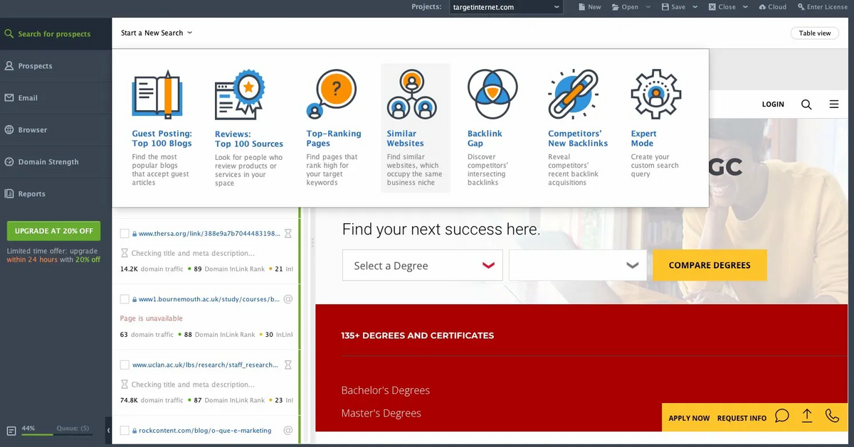 SEO PowerSuite: Search for Prospects